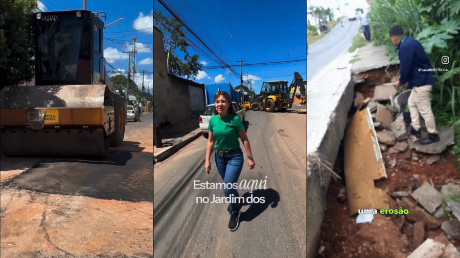 Em meio a críticas por buracos, Flávia grava novo vídeo em obra e reforça ações em VG