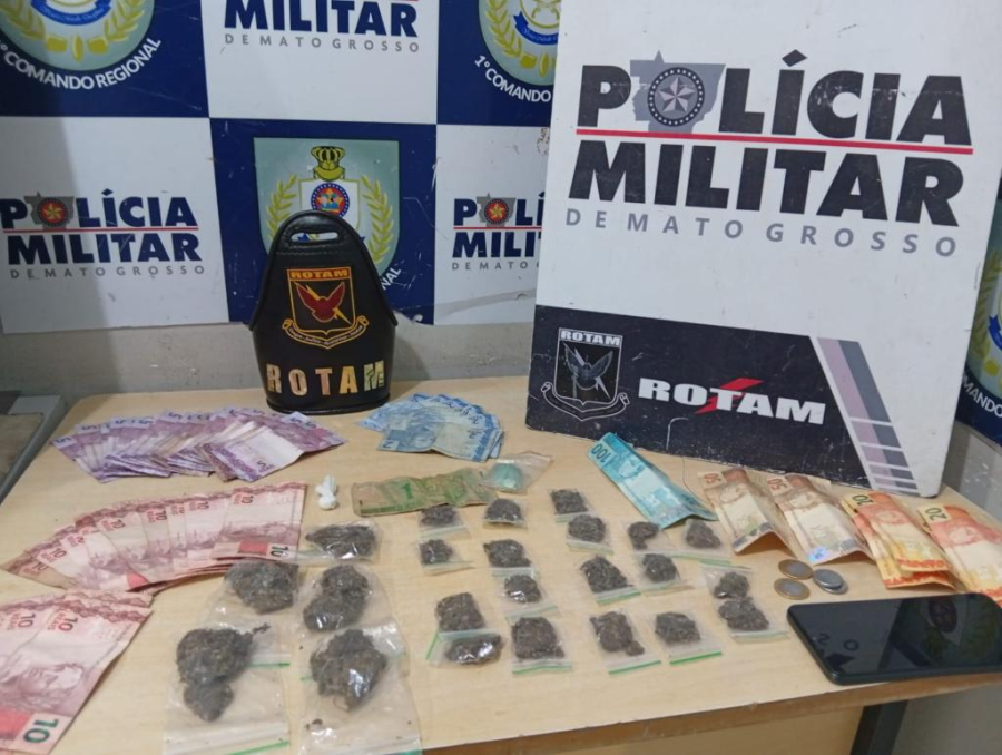 Rotam prende mãe e filha por tráfico de drogas e apreende entorpecentes e dinheiro