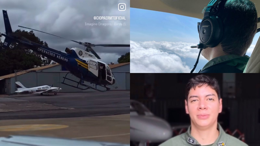 Piloto do Águia 05 viraliza ao mostrar desfile dos 159 anos de Várzea Grande do alto