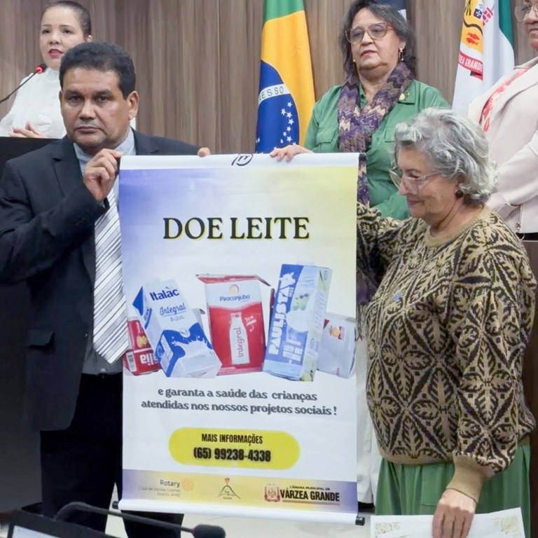 Câmara Municipal de Várzea Grande apoia campanha de arrecadação de leite em parceria com Rotary Club
