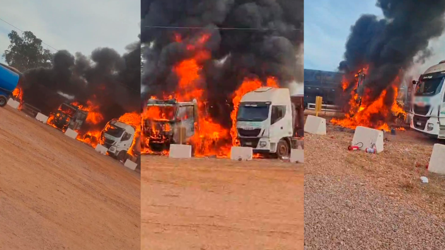 VÍDEO; Incêndio destrói duas carretas e danifica uma terceira em posto na BR-163